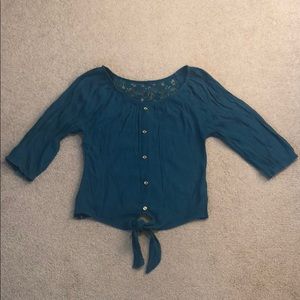 Junior’s Dark Teal Shirt with Gold Buttons size S
